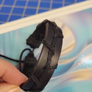 Black Leather 7" Bracelet Adjustable